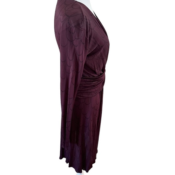 Banana Republic Women's V-Neck Long Sleeves Dress Burgundy Print Size M. - Picture 4 of 10